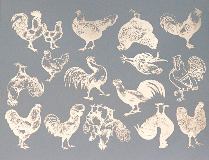 Vintage Chicken Decals - Cone 017 - Fused Glass 