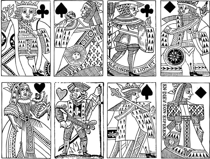 Antike französische Spielkartenaufkleber - Keramikkegel 6 - Inglasur 