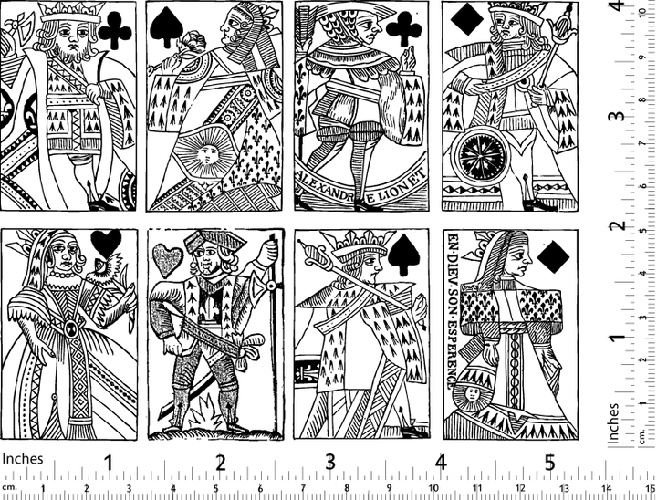 Décalcomanies de cartes à jouer françaises antiques - Céramique Cône 017 - Verre fusionné - Émail