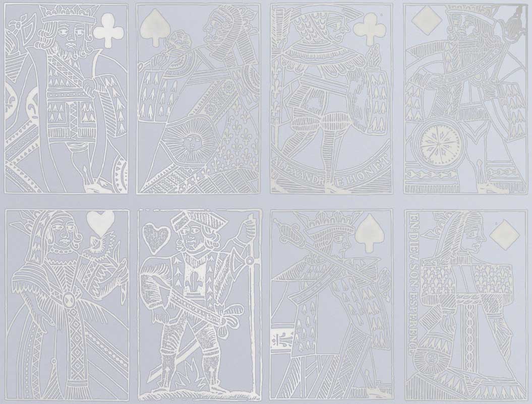 Décalcomanies de cartes à jouer françaises antiques - Céramique Cône 017 - Verre fusionné - Émail