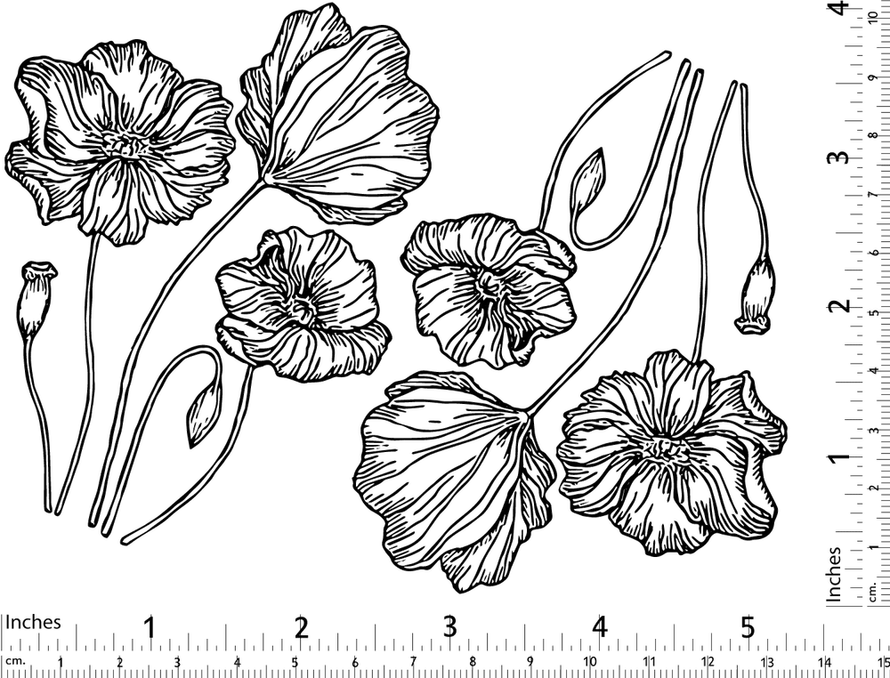Poppies decal design in Copper Luster for glassware & enamel
