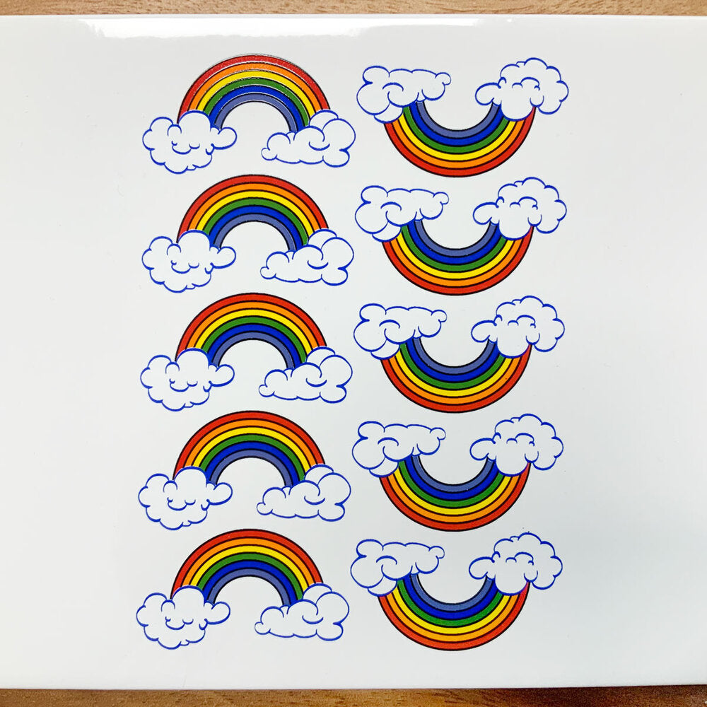 Regenbogen mit Wolkenaufklebern - Glaswaren - Emaille