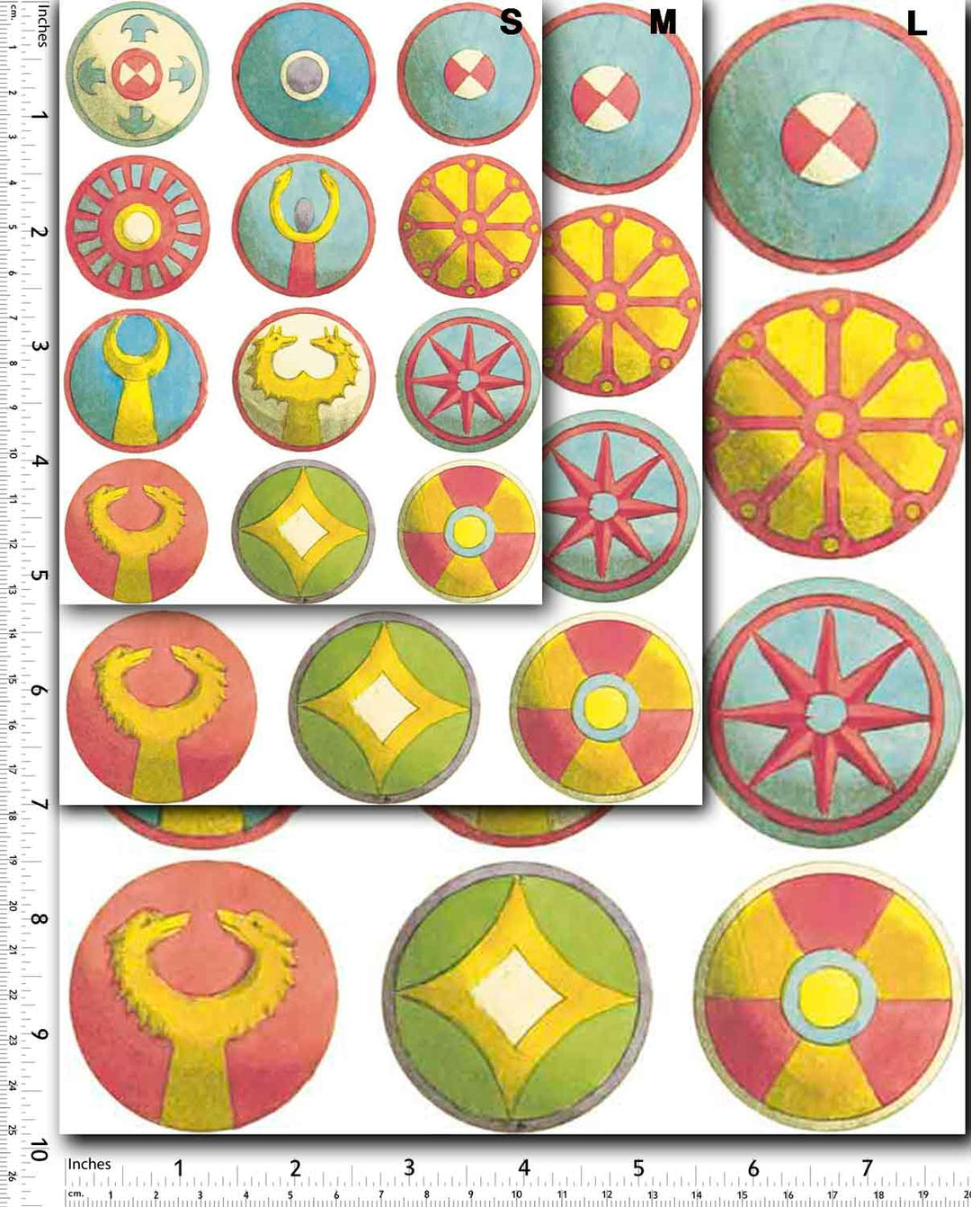 Boucliers européens colorés Décalcomanies - Non adapté pour Produits Alimentaires - Céramique Cône 017 - Verre fusionné - Émail