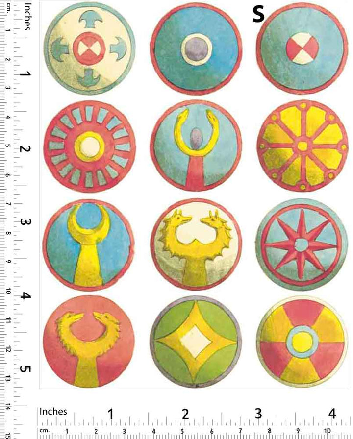 Boucliers européens colorés Décalcomanies - Non adapté pour Produits Alimentaires - Céramique Cône 017 - Verre fusionné - Émail