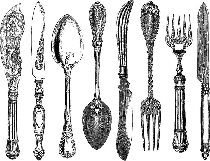 Antique Silverware Decals - Ceramic Cone 06 - Inglaze