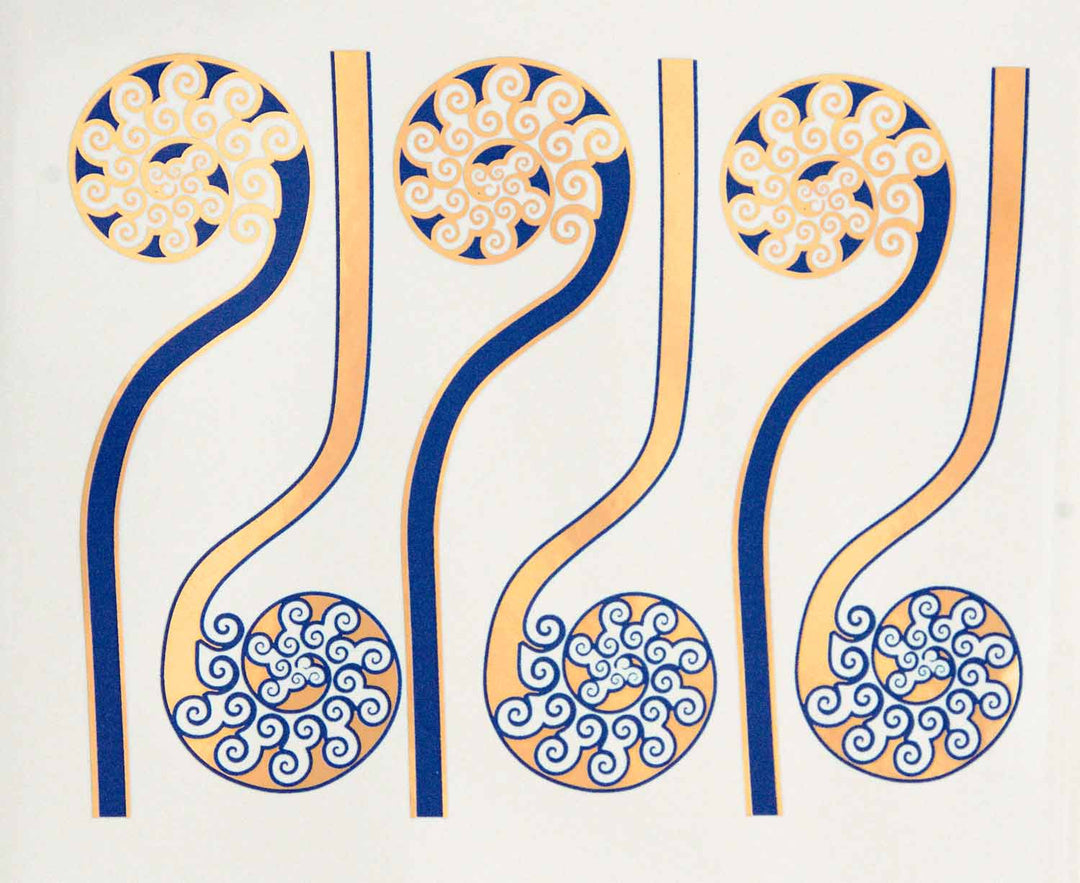 Zweifarbige Farnwedel-Aufkleber - Keramikkegel 017 - Geschmolzenes Glas