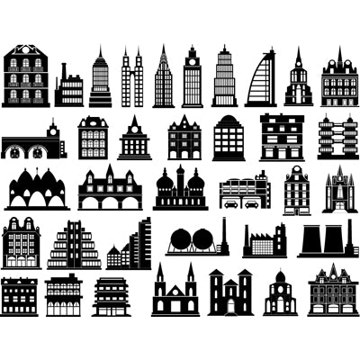 Décalcomanies de bâtiment Skyline architectural - Céramique Cône 017 - Verre fusionné - Émail