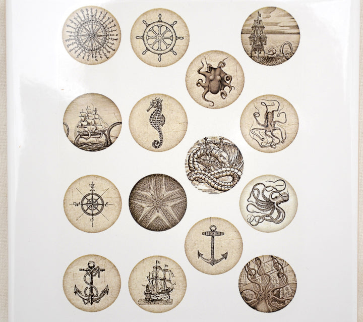 Décalcomanies Voilier et Pieuvre - Non adapté pour Produits Alimentaires - Céramique Cône 017 - Verre Fusionné - Émail