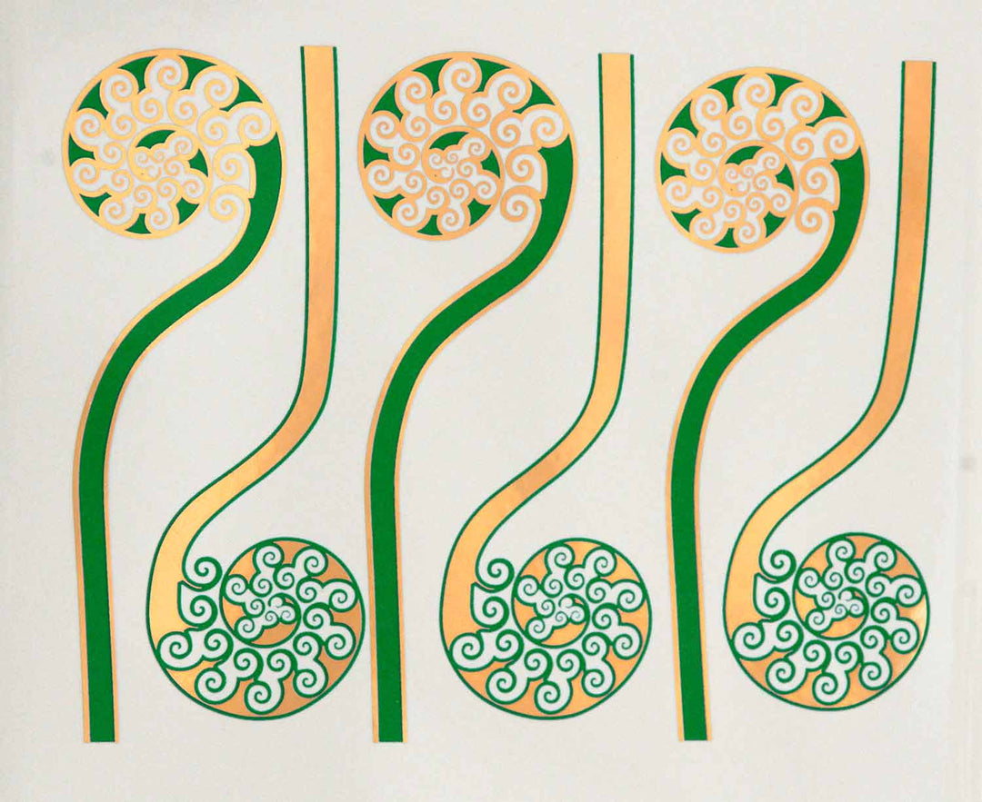 Zweifarbige Farnwedel-Aufkleber - Keramikkegel 017 - Geschmolzenes Glas