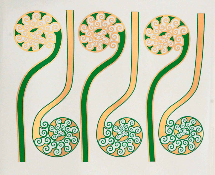 Zweifarbige Farnwedel-Aufkleber - Keramikkegel 017 - Geschmolzenes Glas
