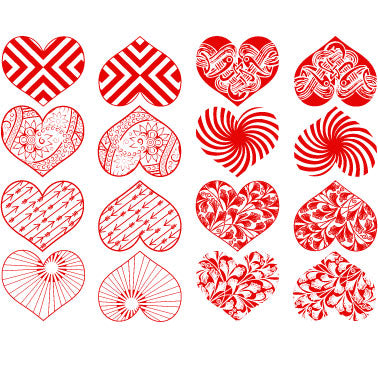 Modern Heart Decals - Cone 017 - Fused Glass 