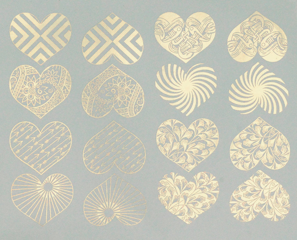 Modern Heart Decals - Cone 017 - Fused Glass 