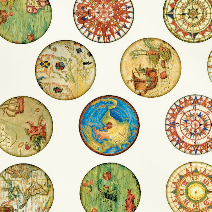 Antique Map Circle Decals - Not Food Safe - Cone 017 - Fused Glass 