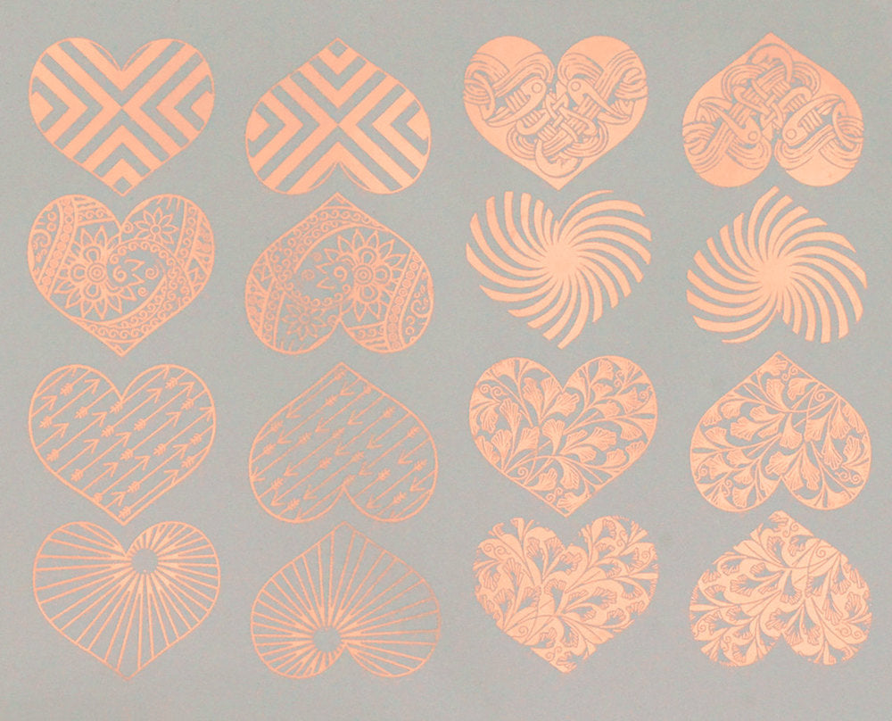 Modern Heart Decals - Glassware - Cone 021 