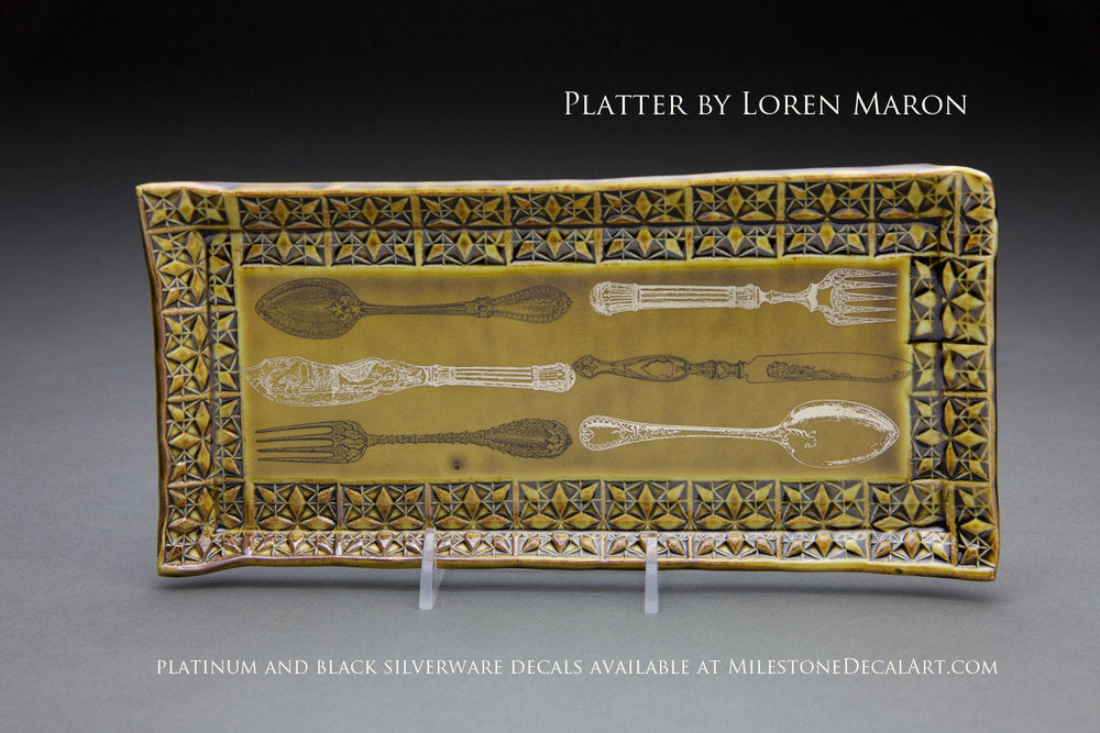 Antique Silverware Decals - Ceramic Cone 017 - Fused Glass - Enamel