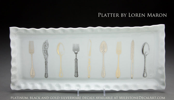 Antique Silverware Decals - Ceramic Cone 06 - Inglaze