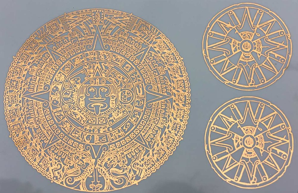 Mayan Calendar Decals - Cone 017 - Fused Glass 