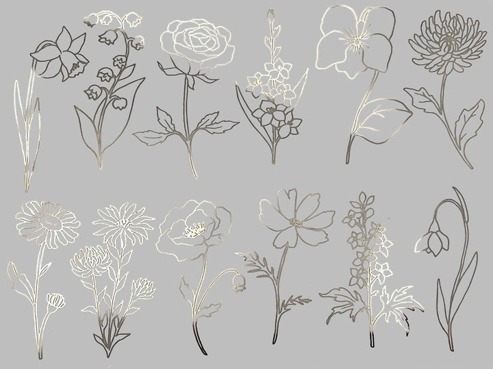 Décalcomanies de fleurs de jardin - Céramique Cône 017 - Verre fusionné - Émail