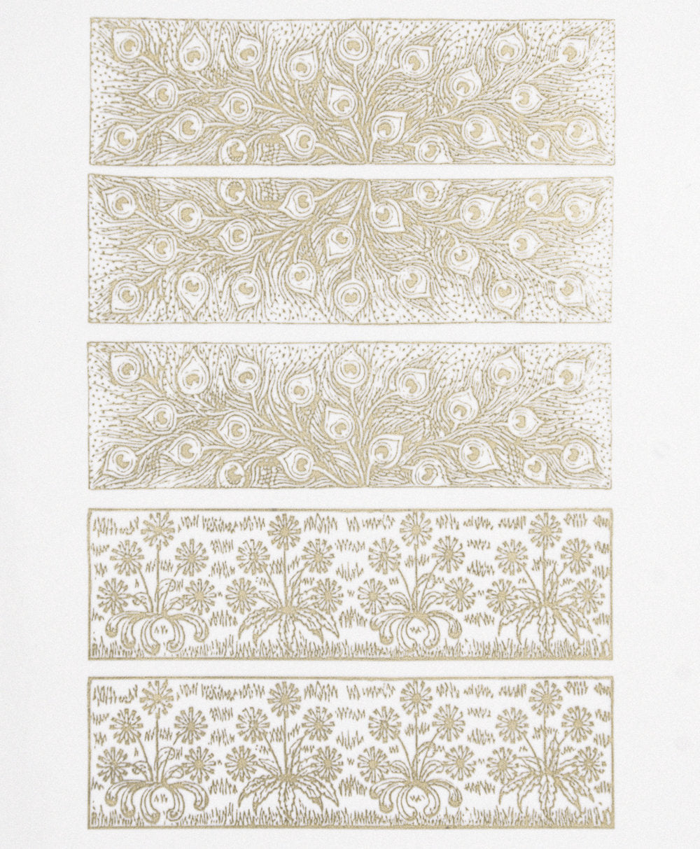 Antique Decorative Rectangle Frieze Decals - Cone 017 - Fused Glass 