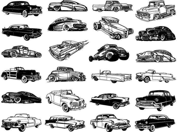 Décalcomanies de petites voitures classiques rétro - Céramique Cône 017 - Verre fusionné - Émail