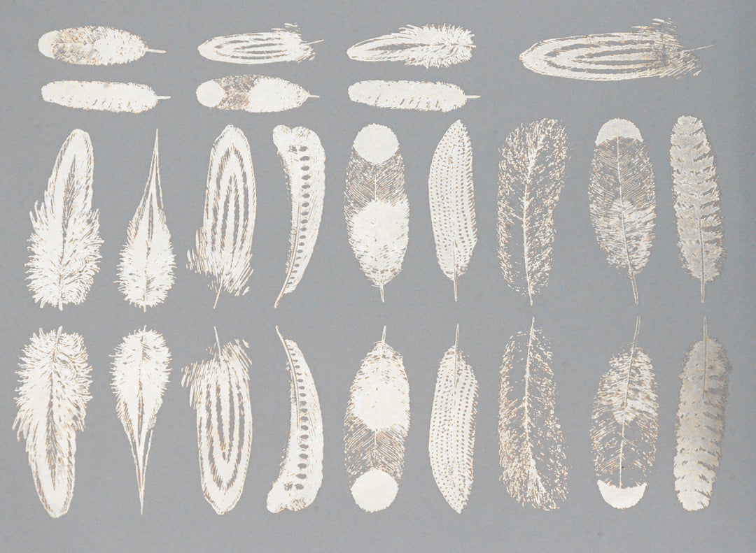 Kleine Federaufkleber - Glaswaren - Emaille