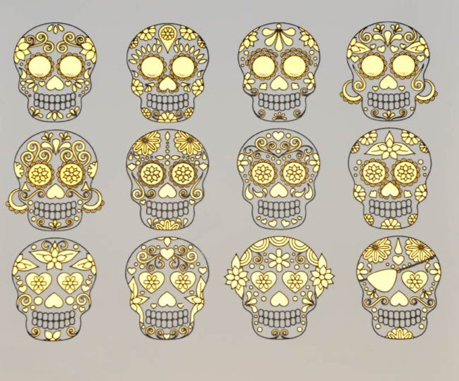 Two Color Sugar Skull Decals - Cone 017 - Fused Glass 