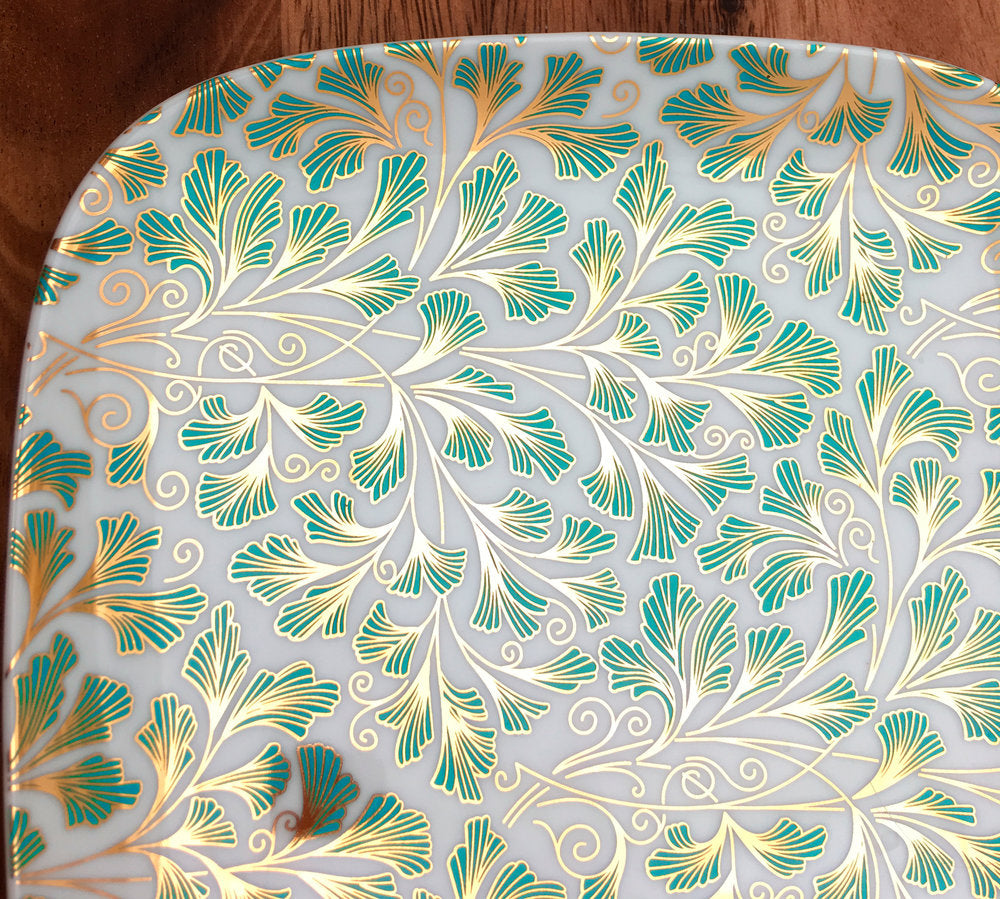 Aufkleber mit zweifarbigem Farnmuster – Kegel 017 – geschmolzenes Glas