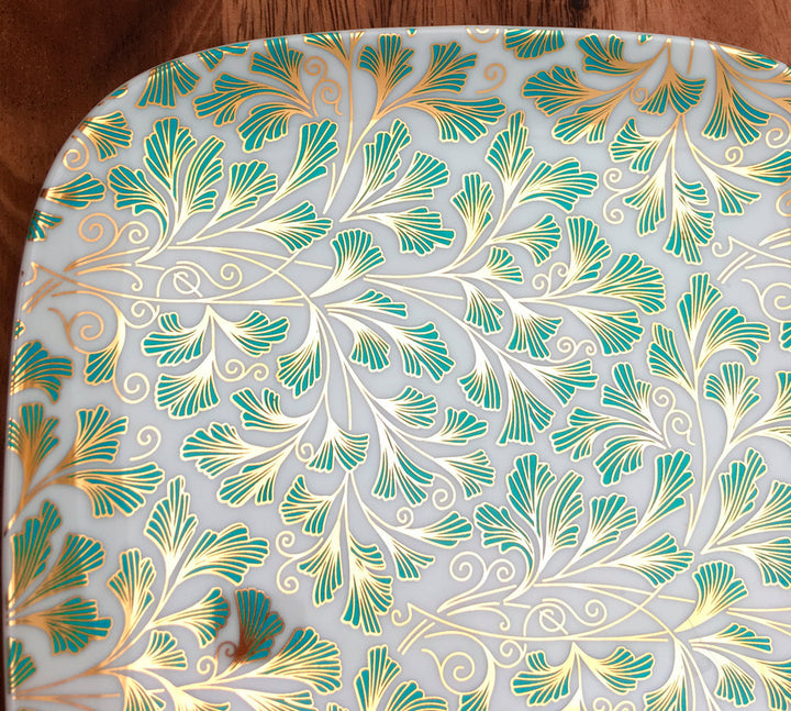 Aufkleber mit zweifarbigem Farnmuster – Kegel 017 – geschmolzenes Glas